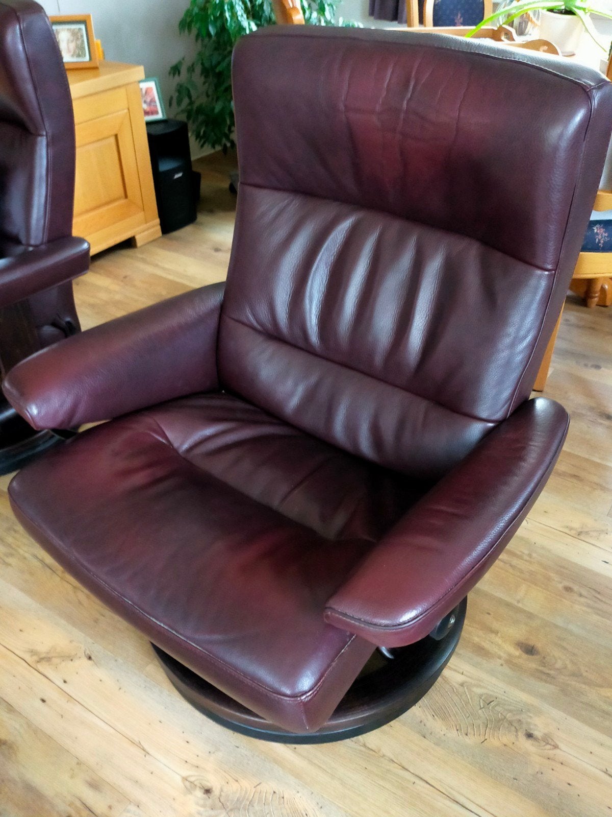 Stressless leren fauteuil - Bruin Comfortabel en draaibaar, Ophalen, Gebruikt, Klassiek, Comfortabel, 75 tot 100 cm