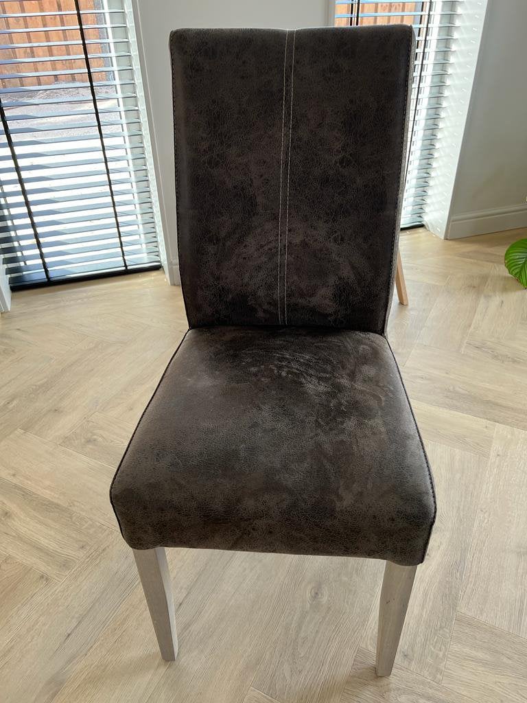 6 stuks eettafel stoelen, Ophalen, Gebruikt, Bruin, Stof