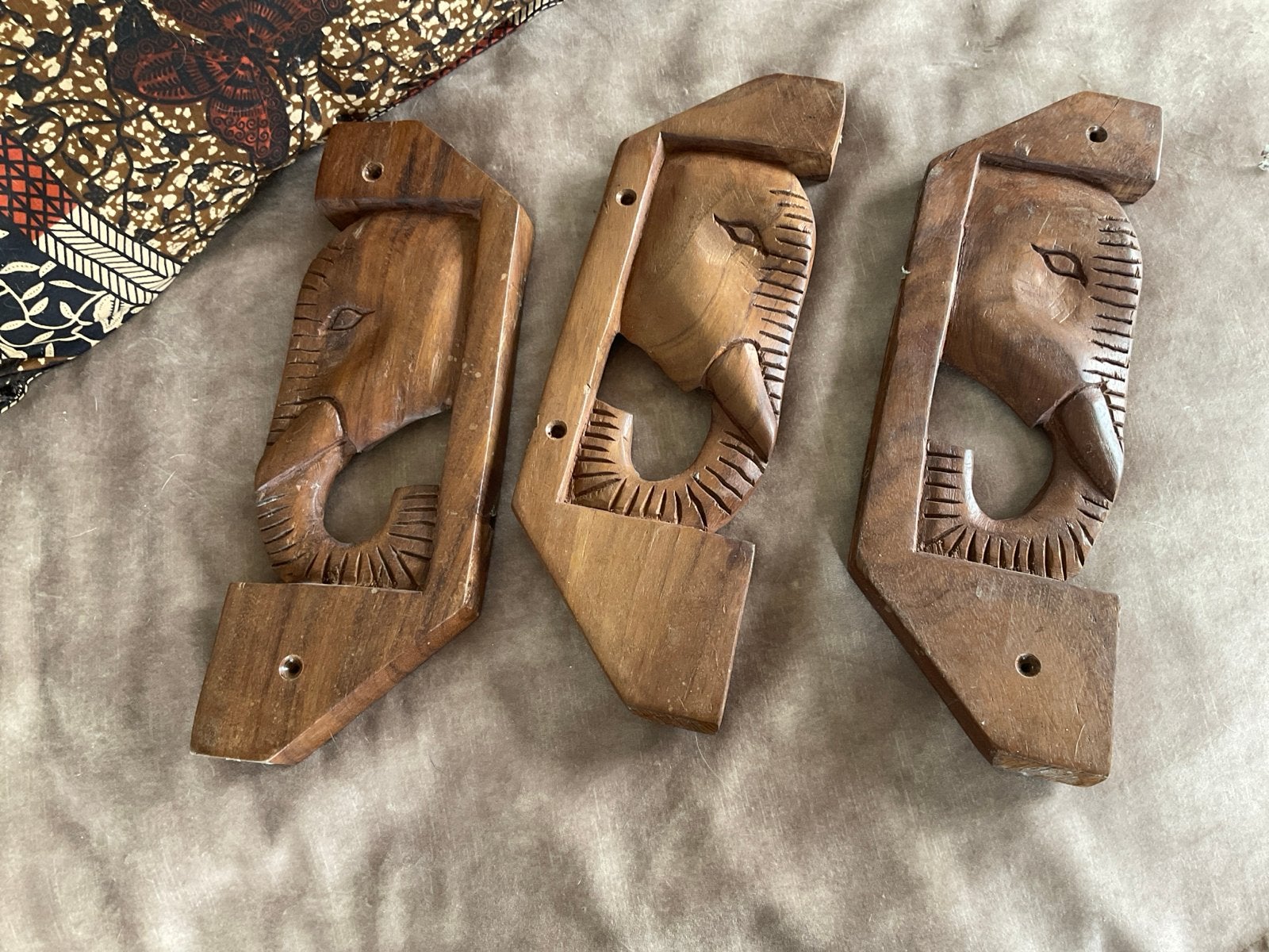 3 massief teakhouten tafelpootjes 35x12 cm, Hout, Gebruikt, Verzenden, Oosters