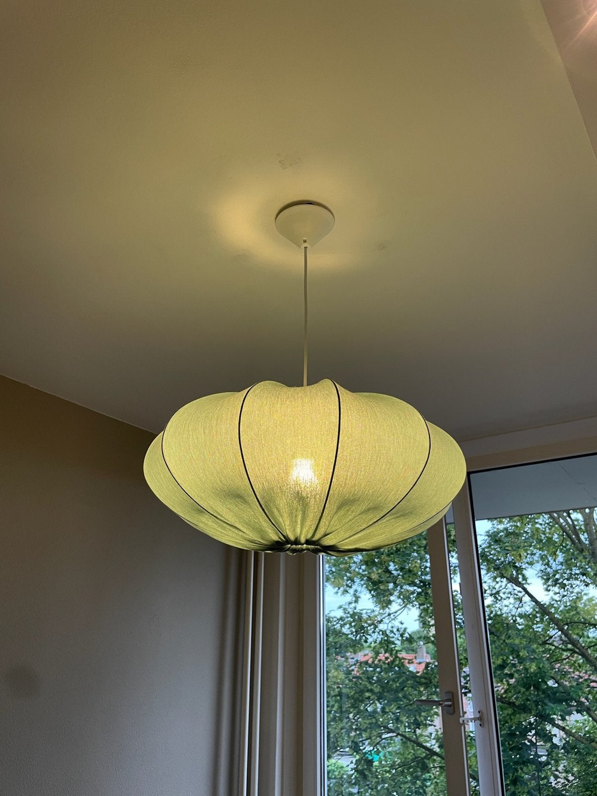 Ikea Jassa hanglamp, textiel, groen/blauw, Ophalen, Nieuw, Textiel, E27 (groot)