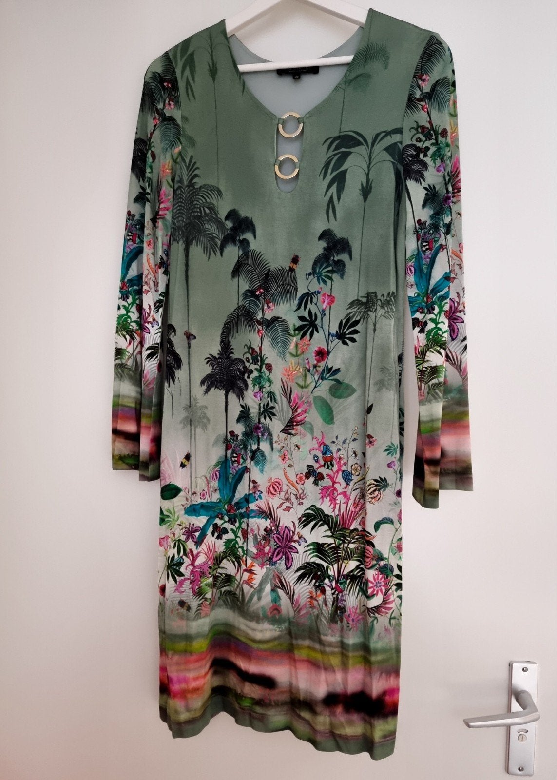 Ana Alcazar Jurk met Tropische Print en Ringen maat 38, Maat 38/40 (M), Ophalen of Verzenden, Zo goed als nieuw, Knielengte