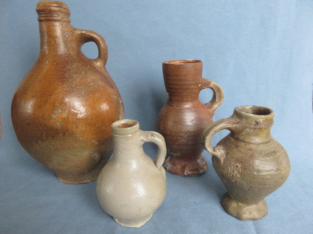 Middeleeuwen – steengoed kruiken – 1400 tot 1700 A.D., Antiek en Kunst, Ophalen of Verzenden