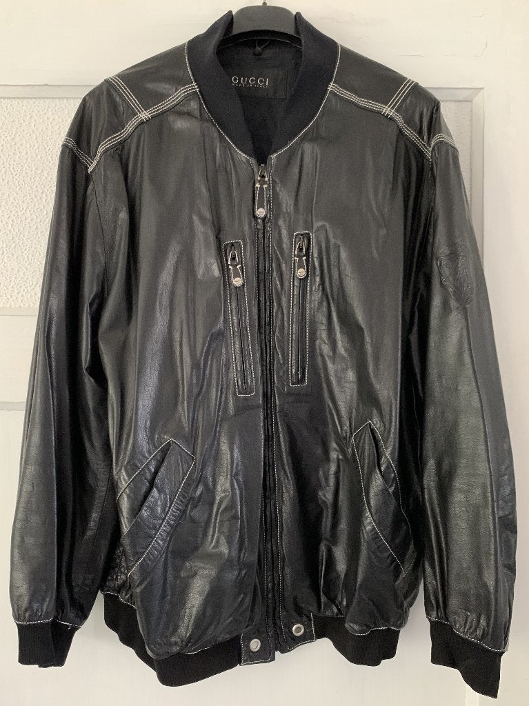 Gucci jas leder leer, Ophalen, Zwart, Overige maten, Zo goed als nieuw