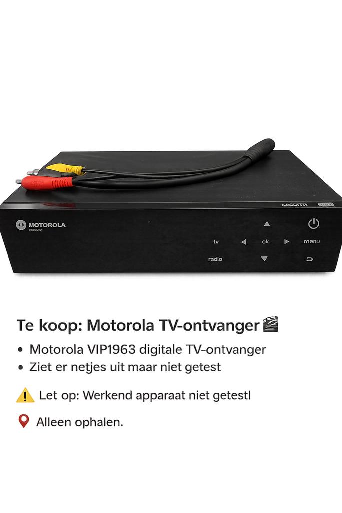 Motorola VIP1963 digitale TV-ontvanger - Geen power kabel, Ophalen of Verzenden, Zo goed als nieuw