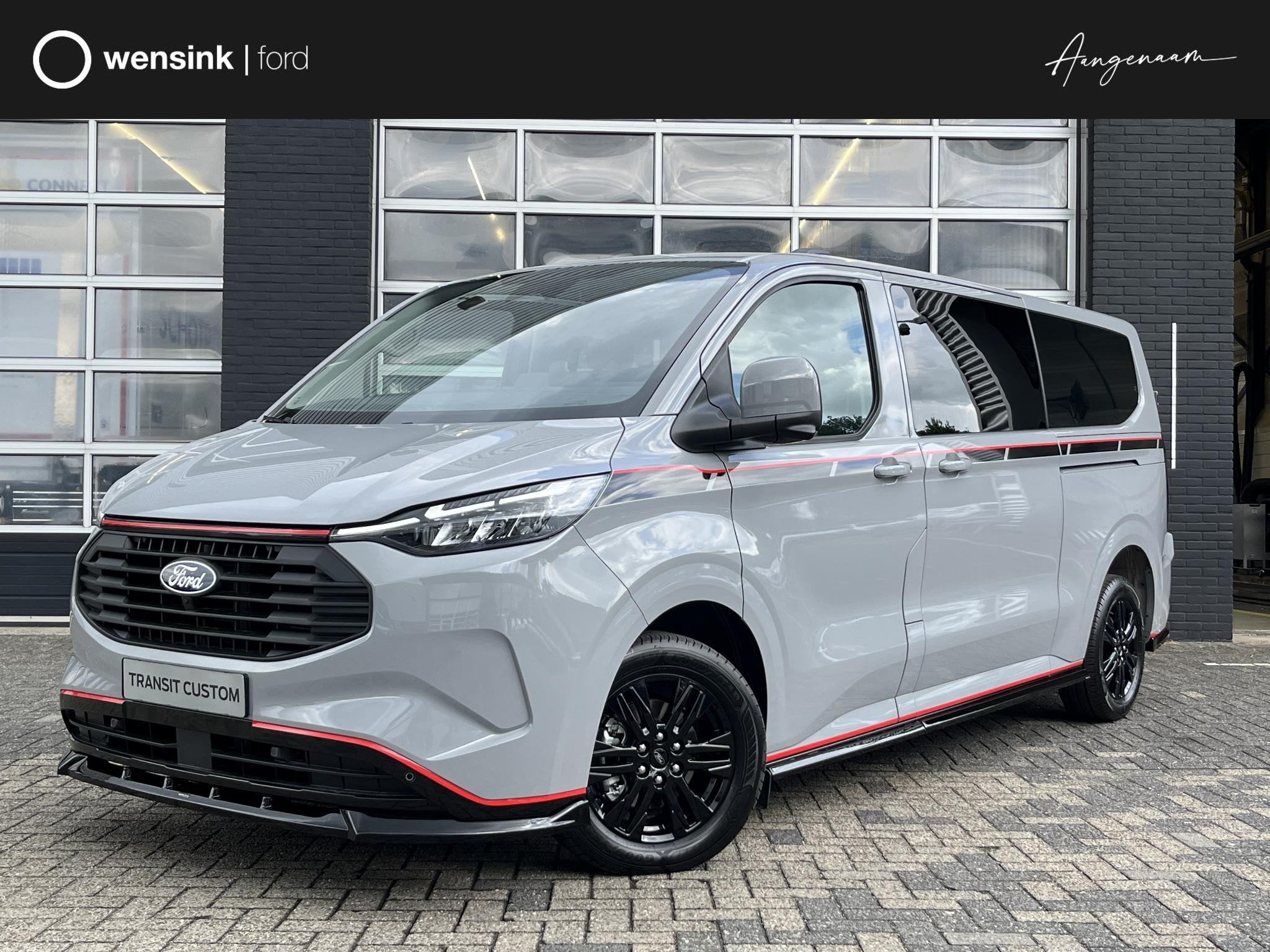 Ford Transit Custom 320 2.5 PHEV L2H1 Grey Platinum Dubbele, Auto's, Bestelauto's, 4 cilinders, 233 pk, Plug-in hybride, Bedrijf