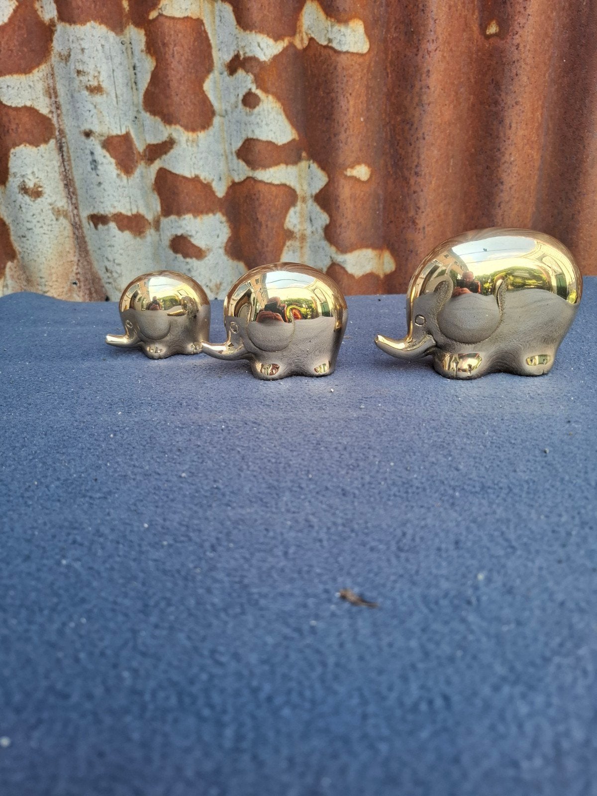 Design messing / koperen set van 3 olifanten, Ophalen of Verzenden