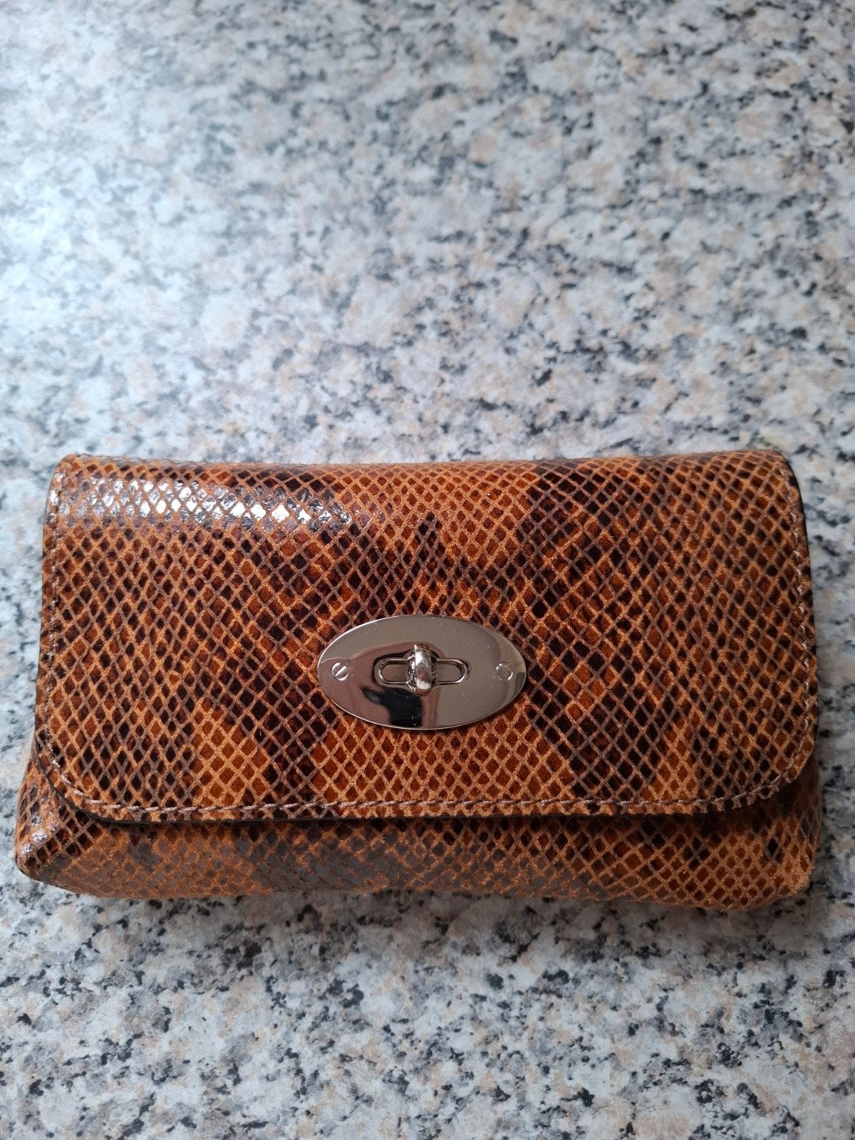 Slangenprint Clutch/tasje met Afneembare Band, Sieraden, Tassen en Uiterlijk, Tassen | Damestassen, Ophalen of Verzenden, Gebruikt
