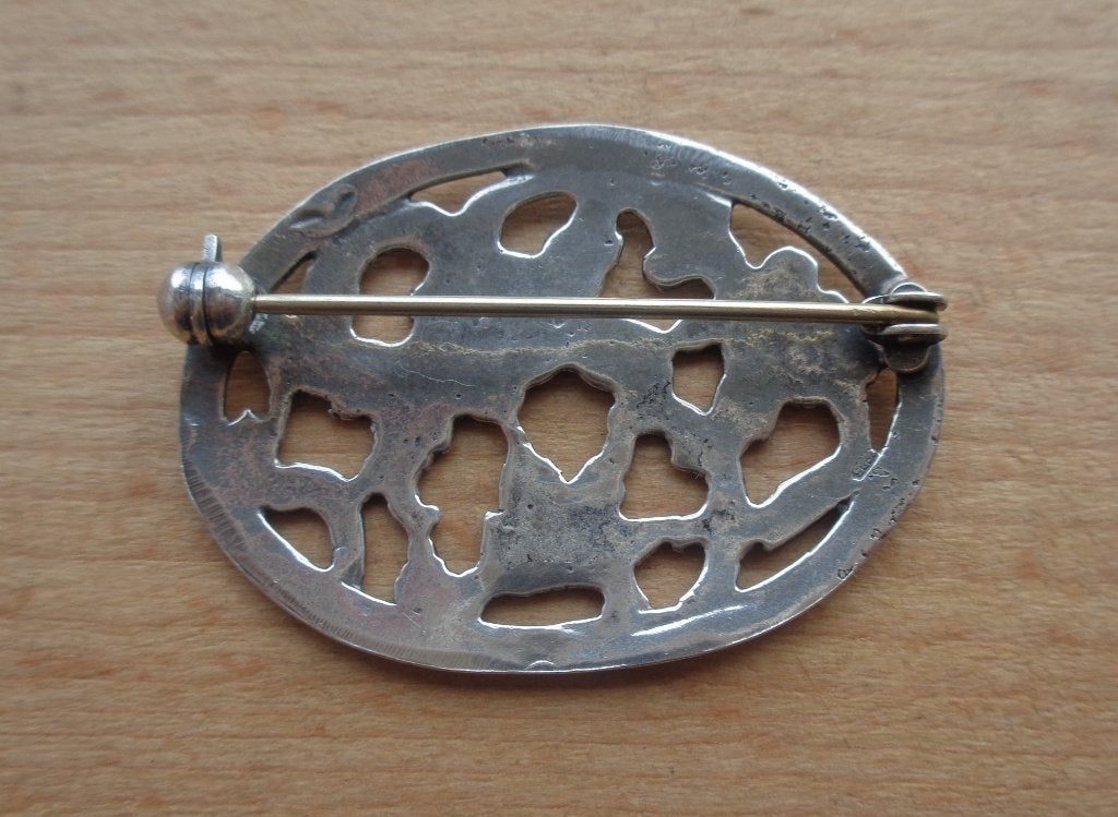 zilveren antieke bloem broche [702], Verzenden, Zilver, Broche