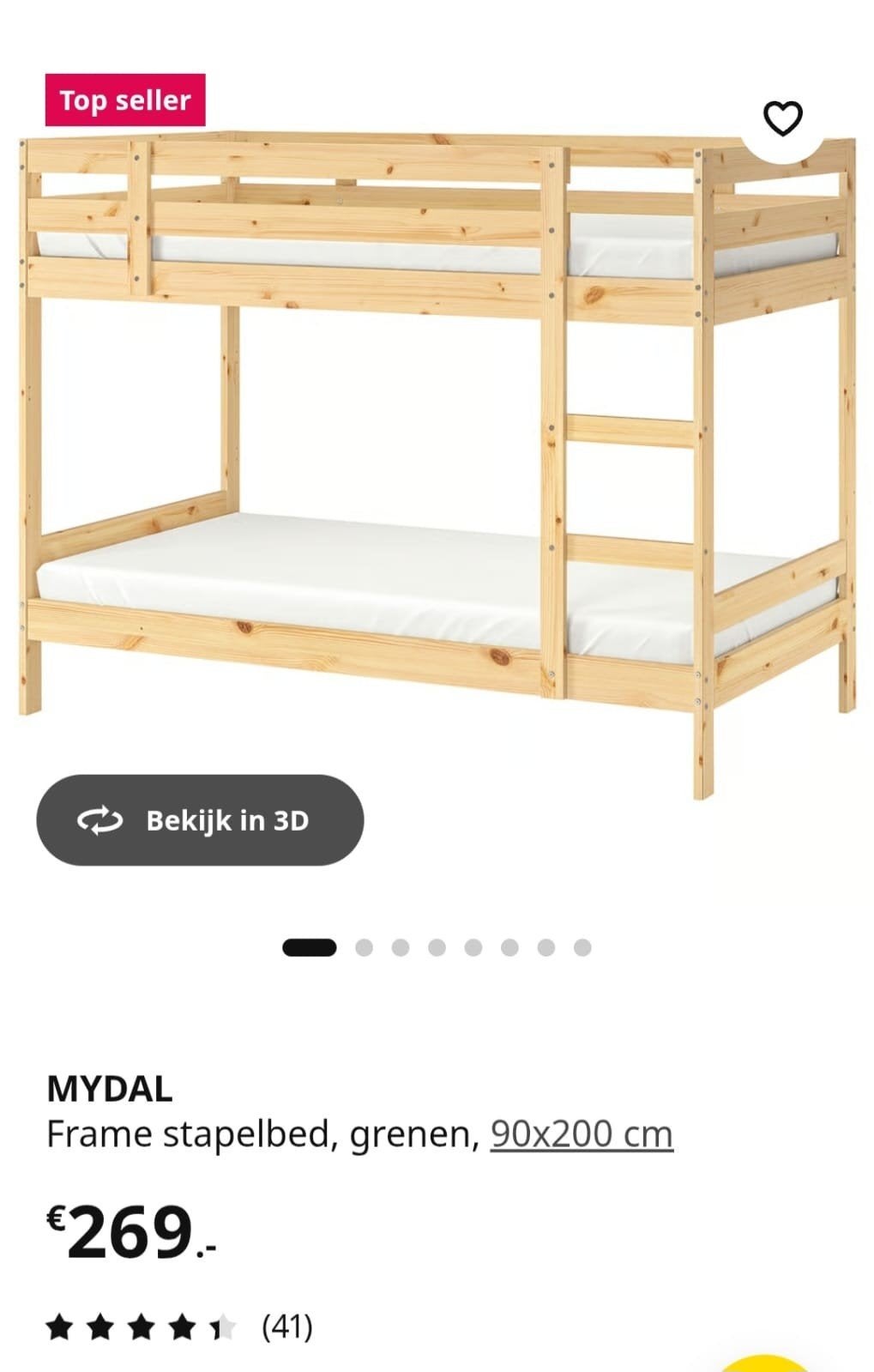 IKEA Mydal stapelbed inclusief matrassen, Ophalen, 90 cm, Tweepersoons, Zo goed als nieuw