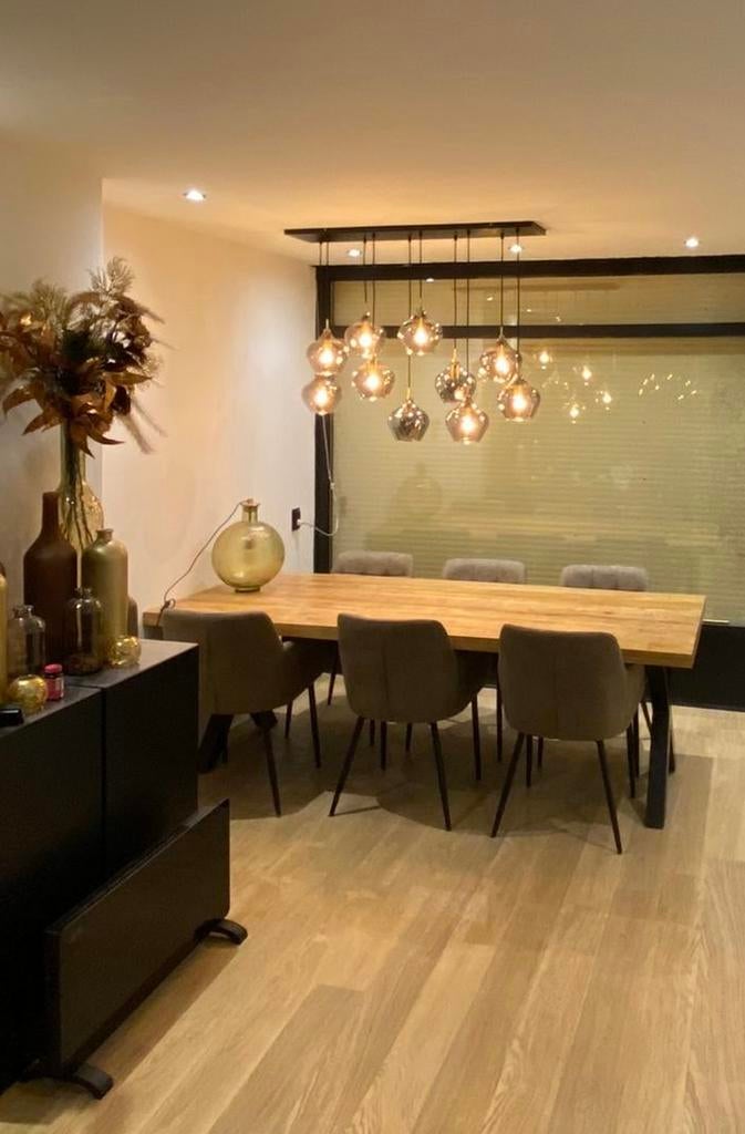 Light & Living Rakel Hanglamp - Antiek Brons/Smoke - 10L, Ophalen, Zo goed als nieuw, Glas, 50 tot 75 cm