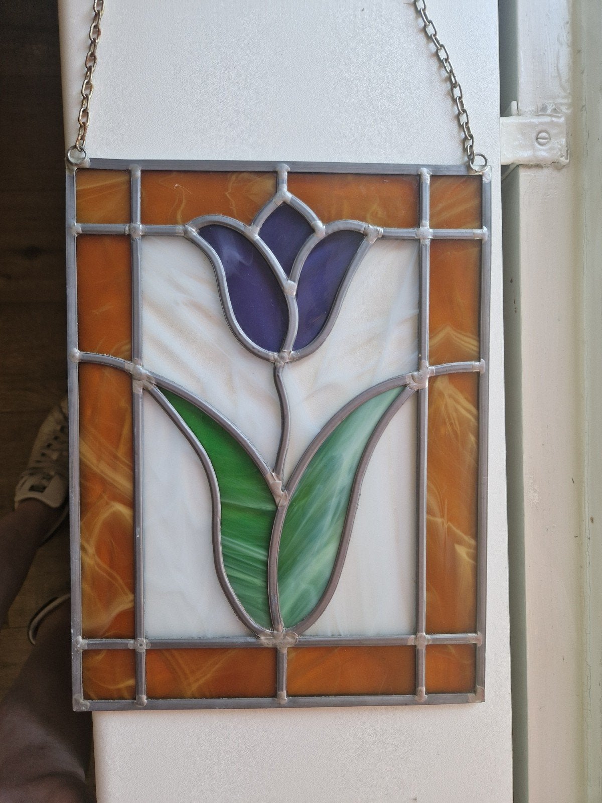 kleurrijk glas in lood tulp, Ophalen of Verzenden