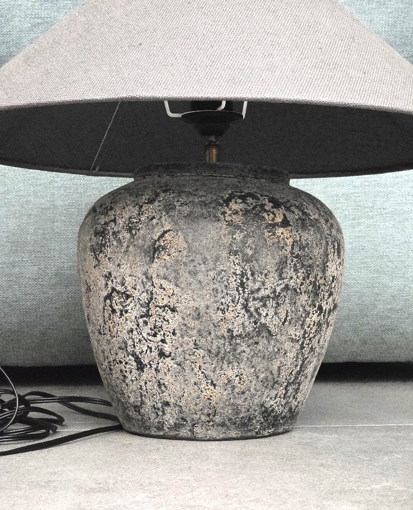 Vaaslamp, Zo goed als nieuw, Schemerlamp, Steen/keramiek, Met kap
