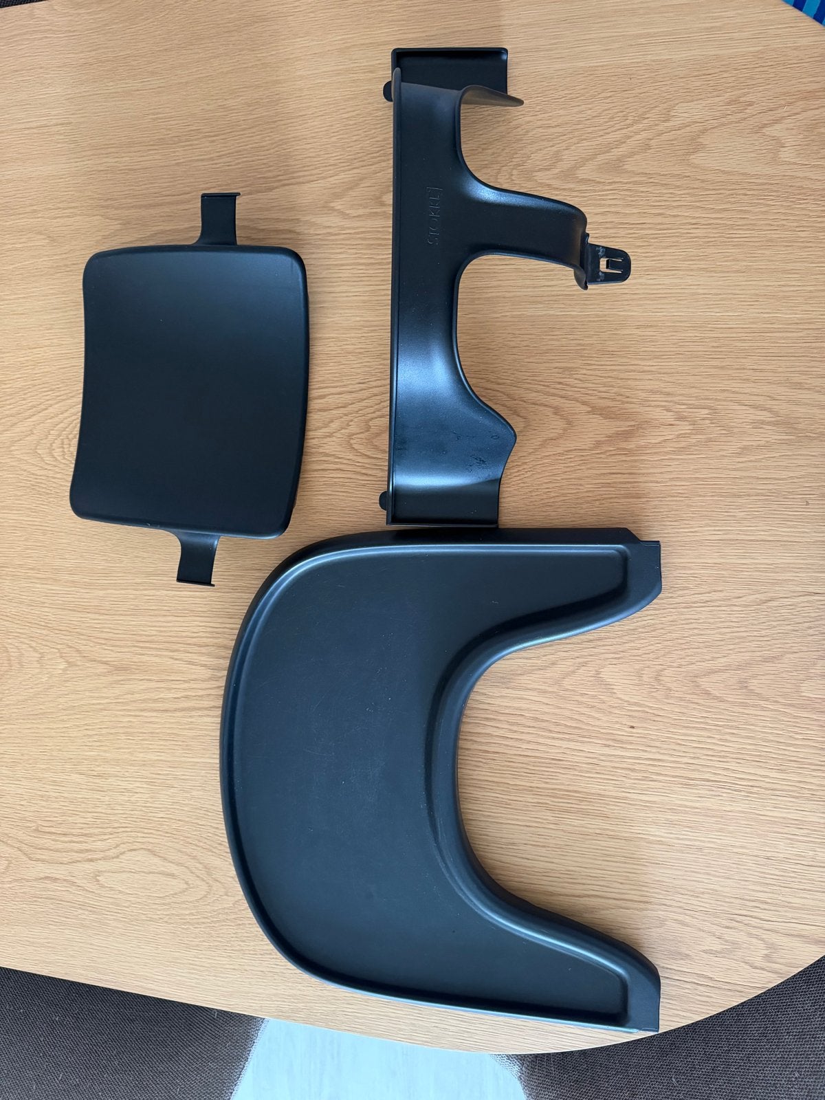 Stokke Tripp Trapp Baby Set en Tray - Zwart, Ophalen of Verzenden, Gebruikt, Meegroeistoel, Afneembaar eetblad