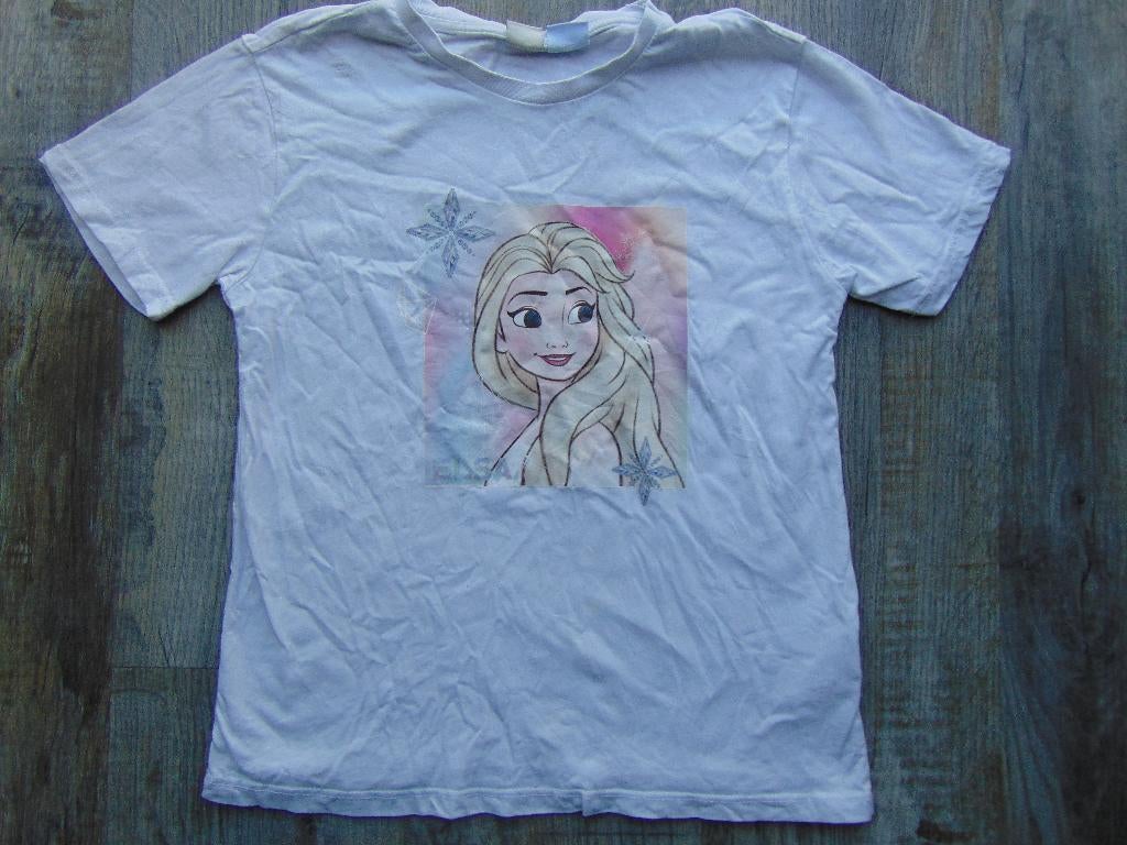 Frozen Elsa T-shirt wit maat 146 / 152 shirt korte mouwen, Lc Waikiki, Gebruikt, Meisje, Ophalen of Verzenden