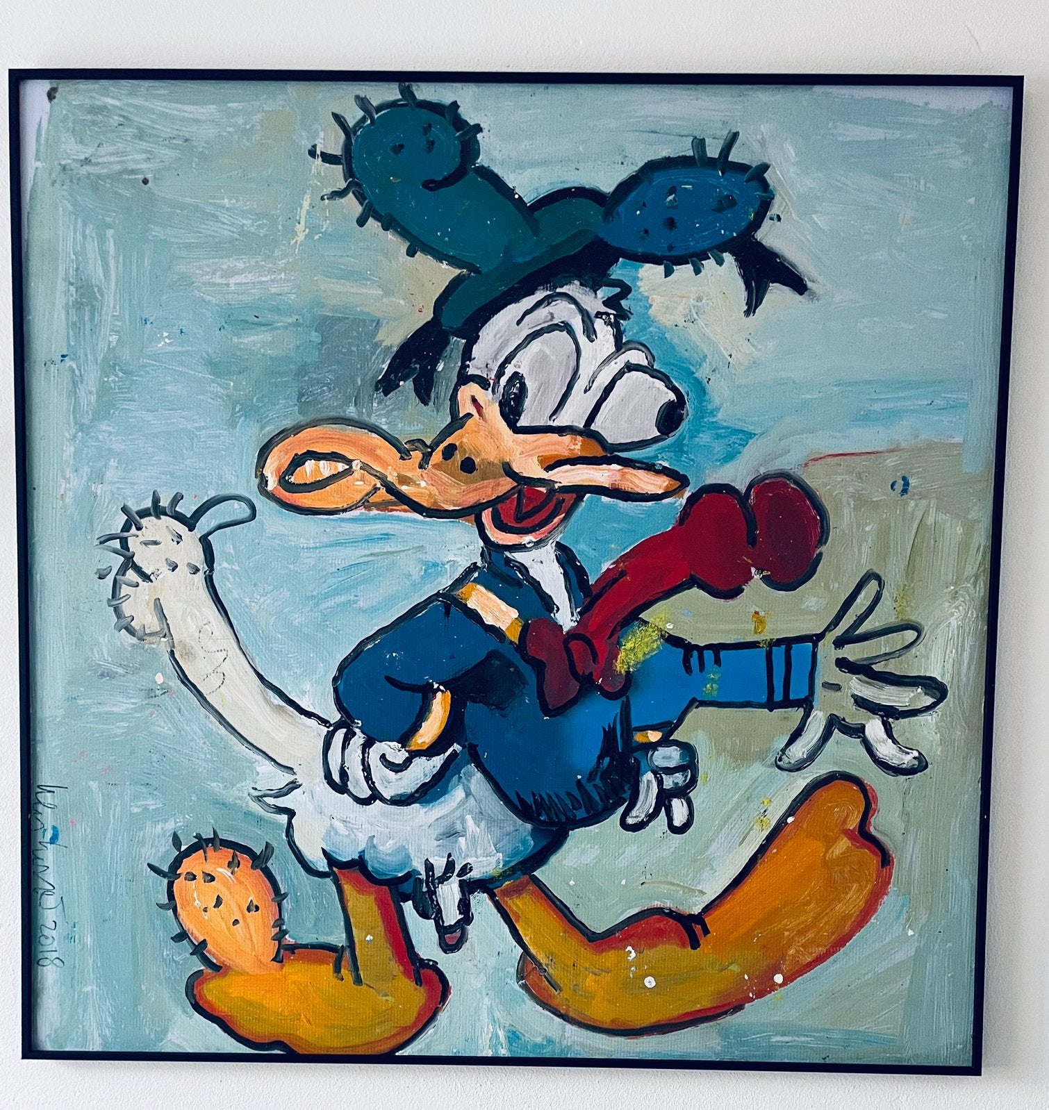 Uniek schilderij Peter Klashorst Donald Duck, Antiek en Kunst, Kunst | Schilderijen | Modern, Acrylverf, Kunststof, Ophalen of Verzenden