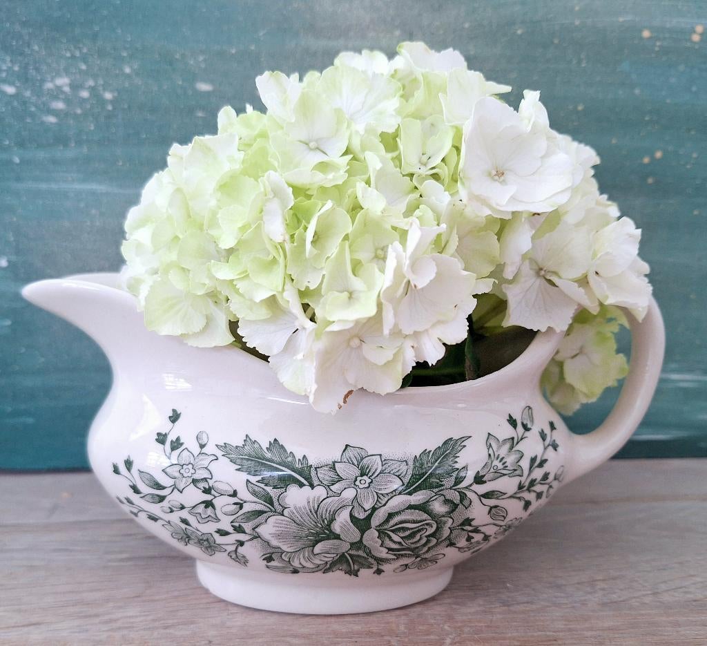 Engelse sauskom, groen transferware, Roos, Antiek en Kunst, Ophalen of Verzenden