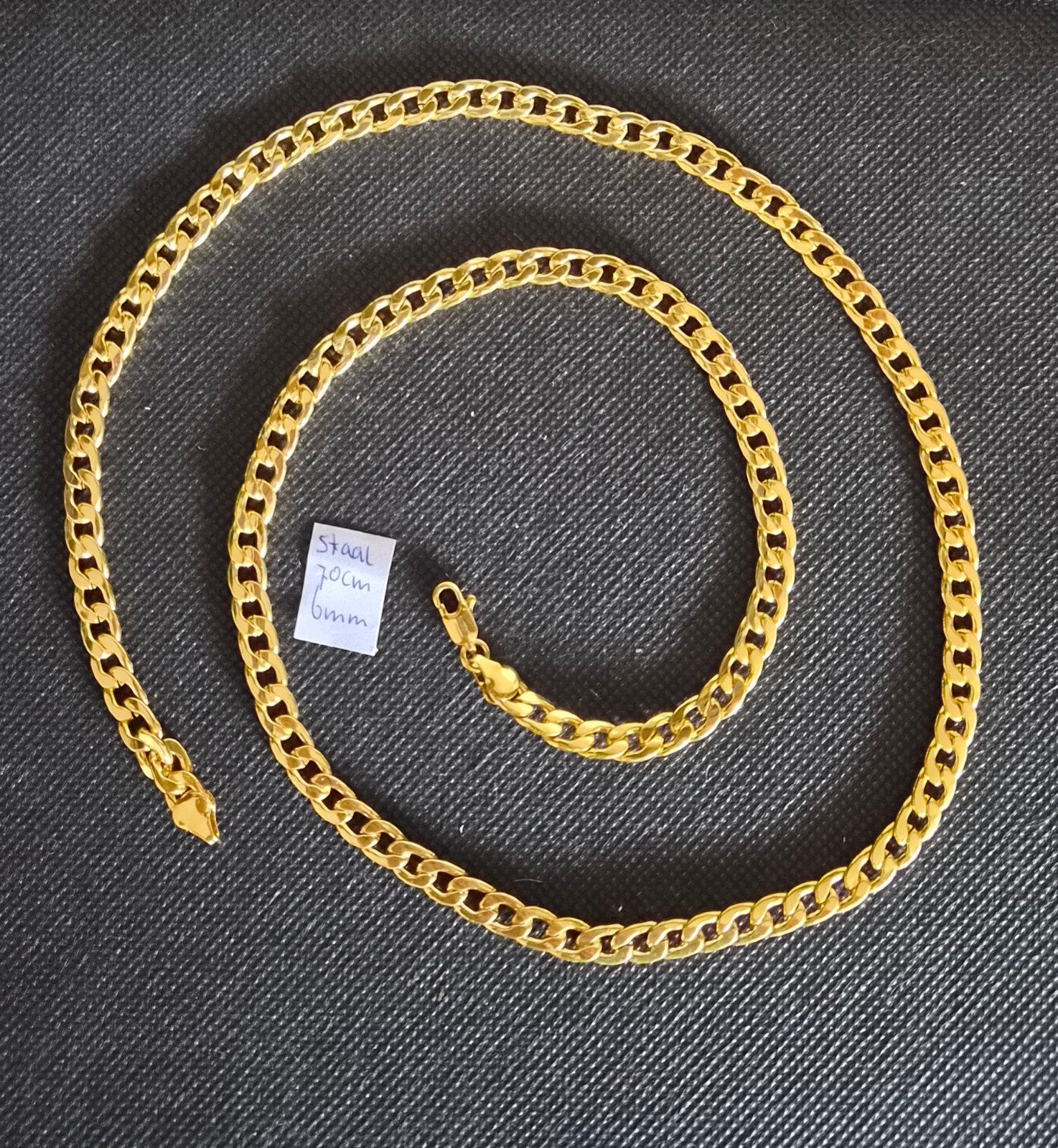 Stoere Cubaanse ketting 70cm 6mm, Ophalen of Verzenden, Nieuw, Goud