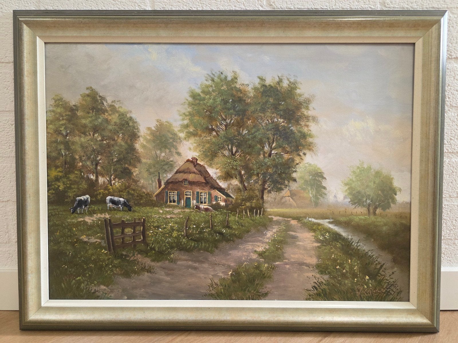 Jan Rietveld, Hollands landschap, prachtig schilderij!, Ophalen, Realistisch, Olieverf, Landschap