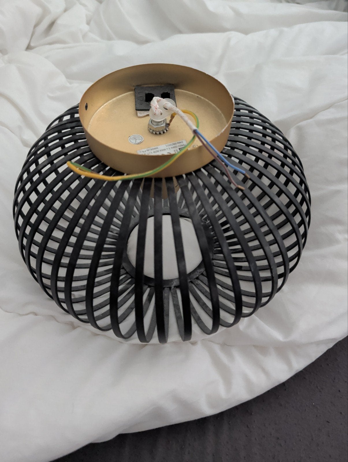 Plafondlamp zwart goud, diameter van 30cm., Ophalen, Zo goed als nieuw