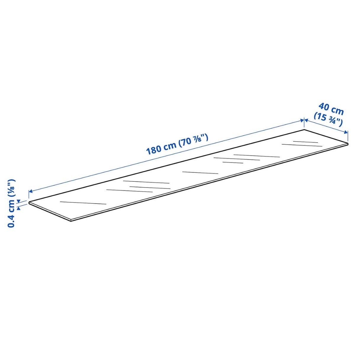 IKEA BESTÅ Glazen bovenplaat 180x40 cm, Ophalen, Zo goed als nieuw