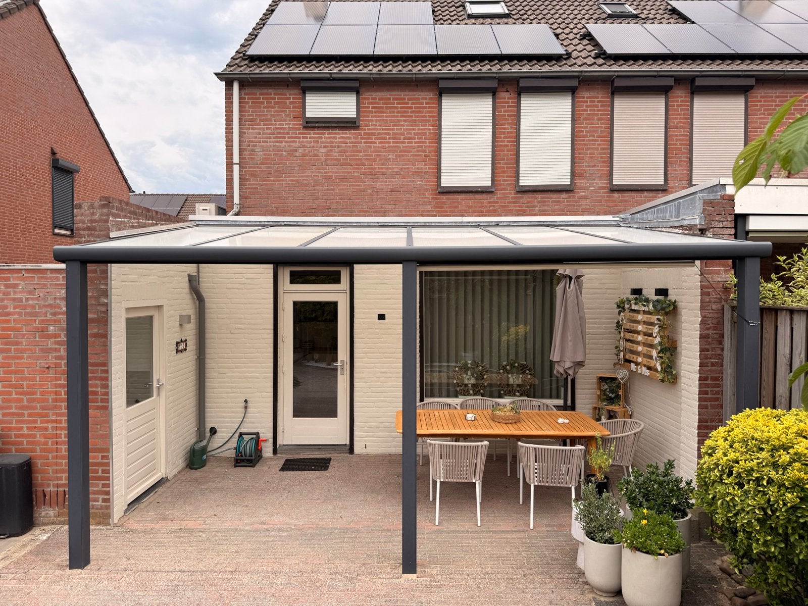 Aluminium overkapping 544x298cm antraciet—polycarbonaat dak, Tuin en Terras, Overkappingen, Ophalen, Zo goed als nieuw, Veranda
