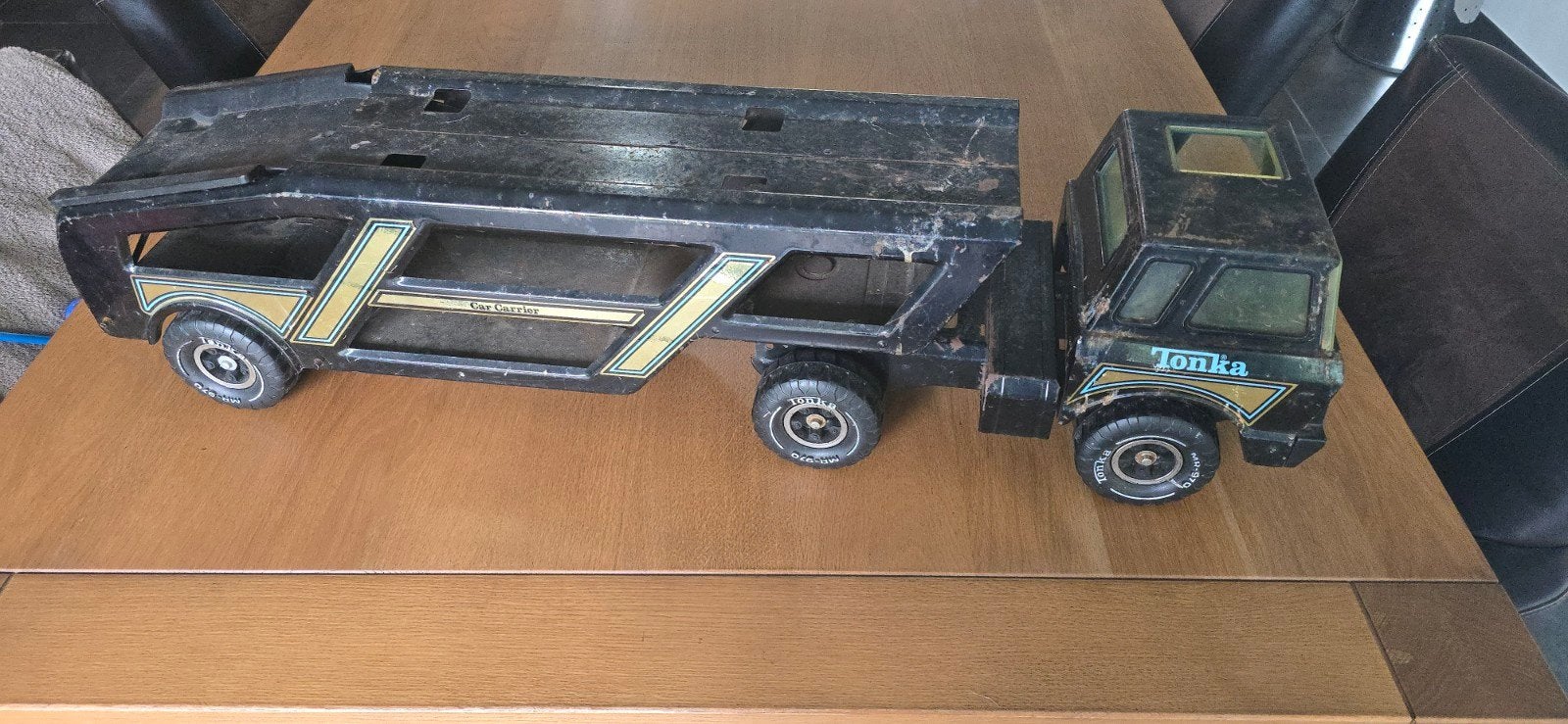 Vintage Tonka Vrachtwagen met Oplegger - Gebruikt, Kinderen en Baby's, Speelgoed | Speelgoedvoertuigen, Ophalen of Verzenden