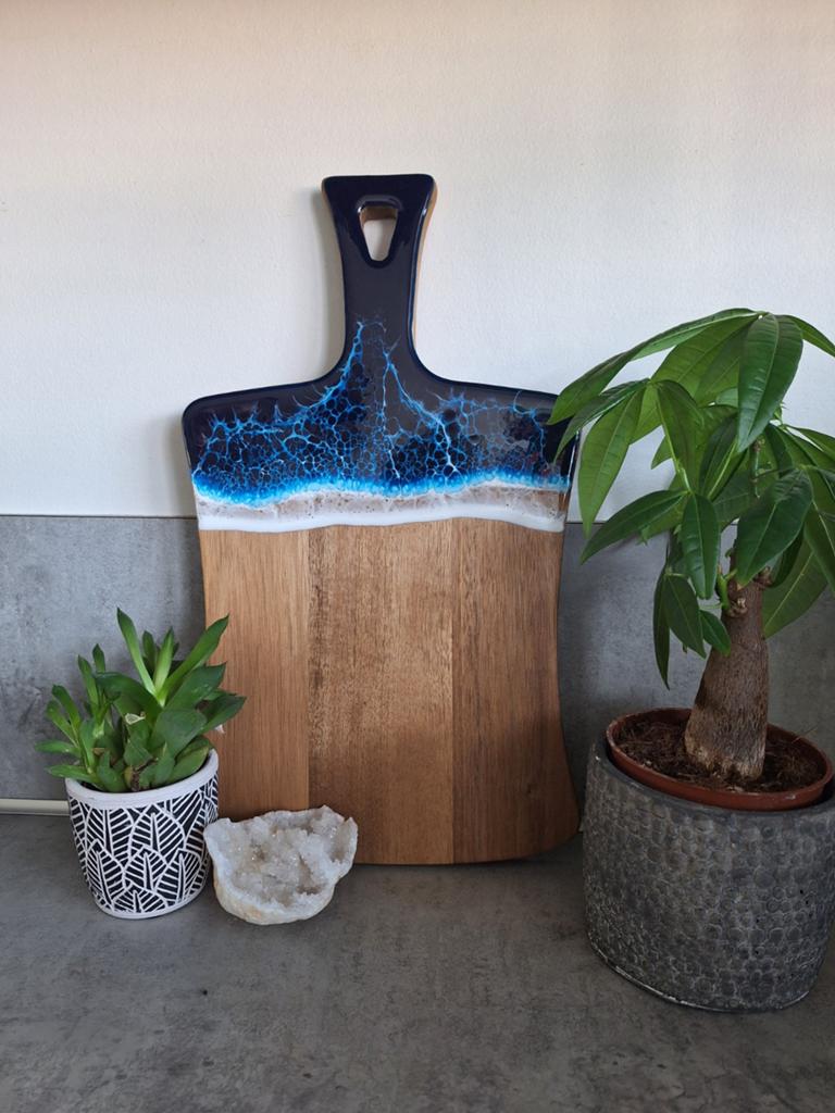 Epoxy snijplank, tappasplank, decoratieplank, Blauw, Hout, Snij-/serveerplank, Nieuw