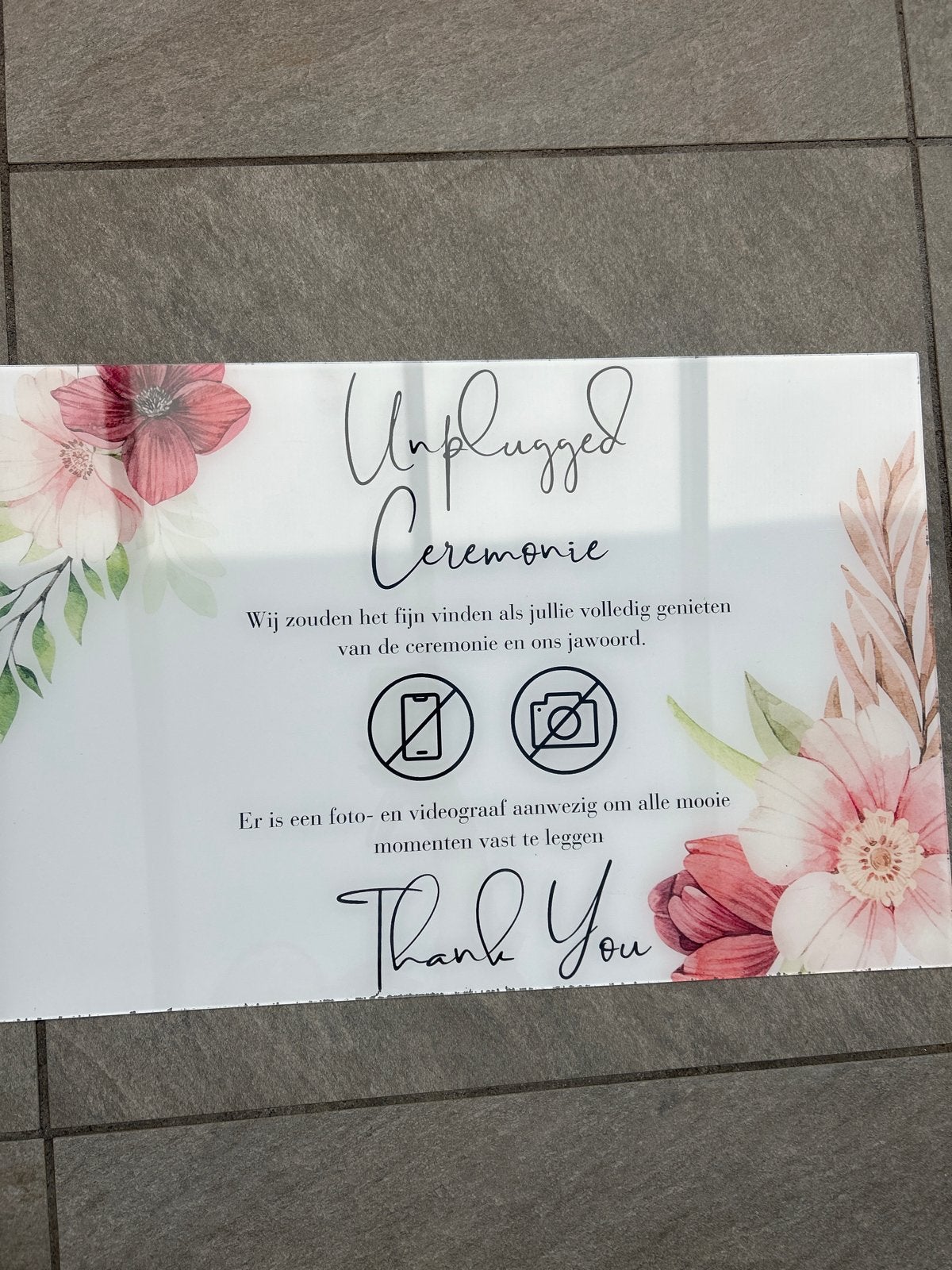 Unplugged Ceremonie bord bruiloft, Overige thema's, Klaar om op te hangen, Ophalen of Verzenden, Zo goed als nieuw