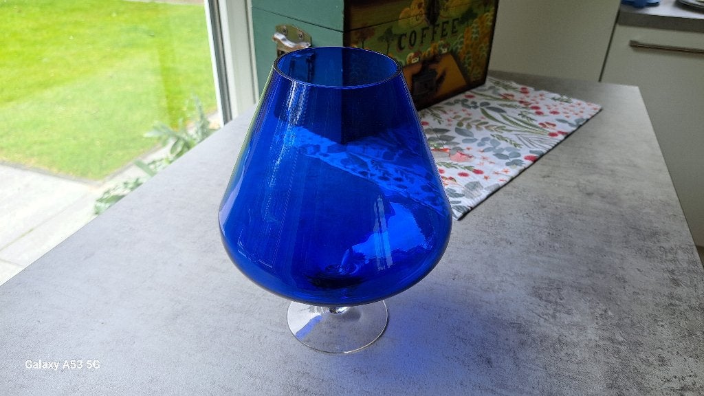 Bokaal Blauw glas, Ophalen of Verzenden