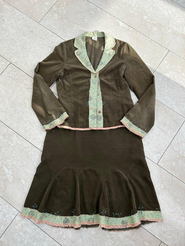 Noa Noa corduroy jurk met borduursels, Maat 38/40 (M), Bruin, Noa Noa, Ophalen of Verzenden