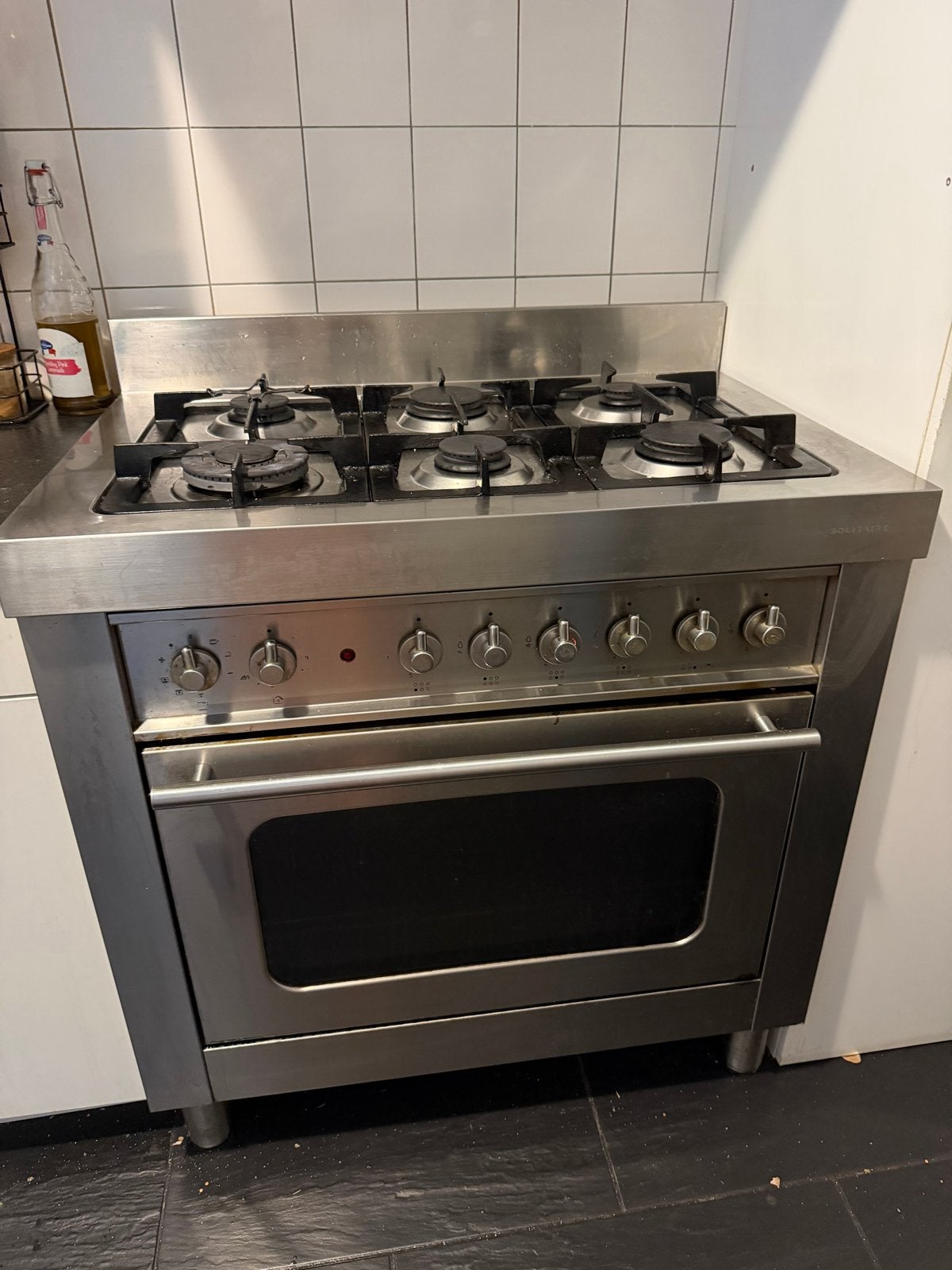 Bosch solitaire gasfornuis - RVS, Gebruikt, 60 cm of meer, Ophalen of Verzenden, Gas