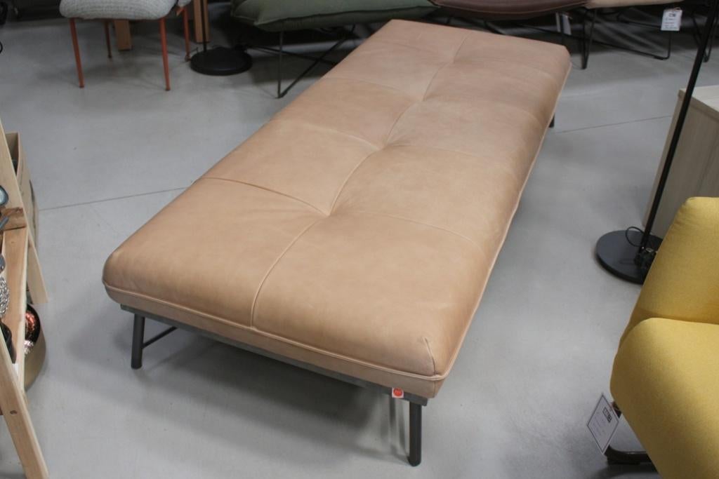 Luxe daybed lounge LENNOX Jess Design metaal leer naturel, Ophalen, Zo goed als nieuw, Leer, 75 tot 100 cm