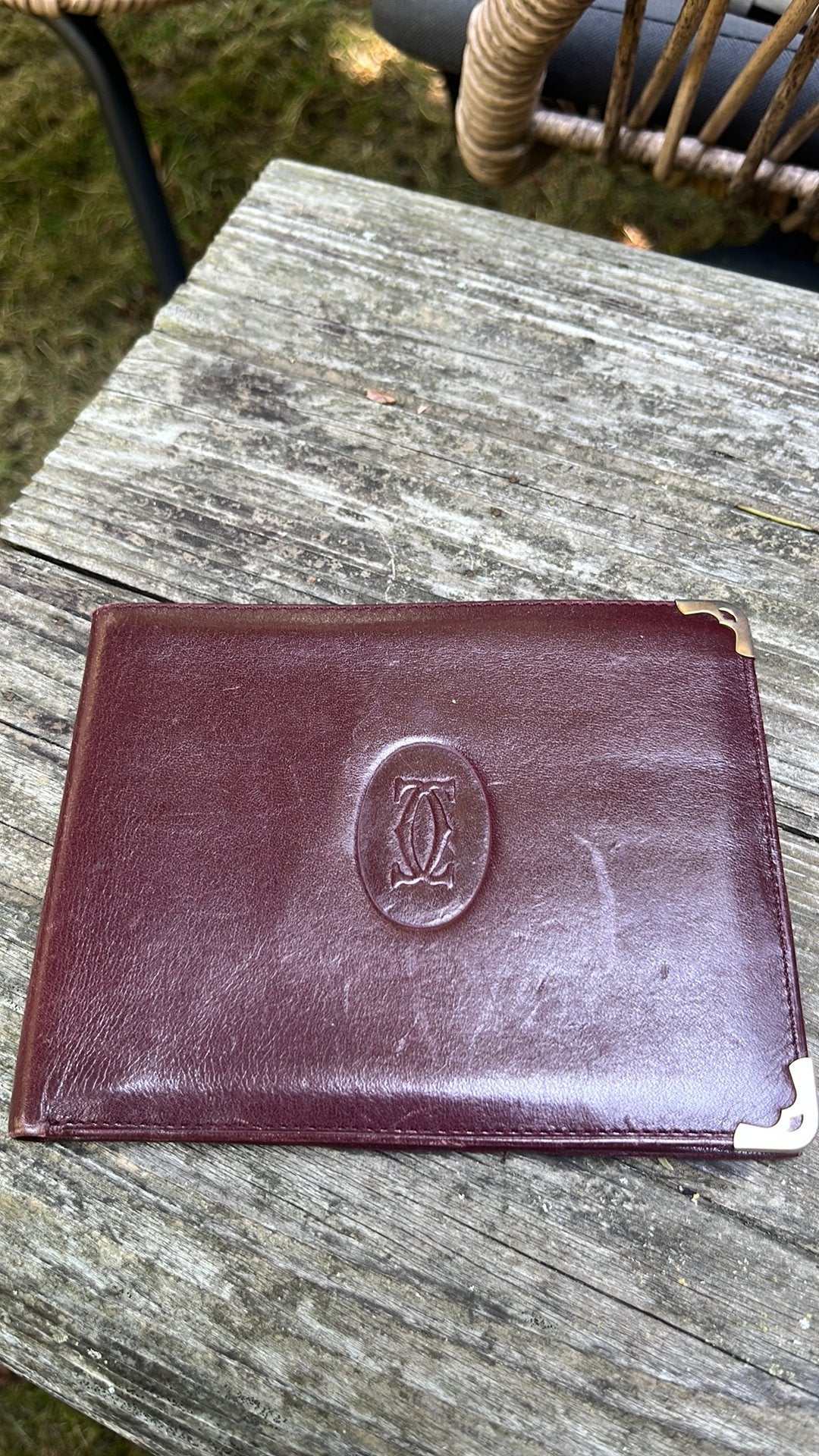 Cartier leren billfold / portefeuille, Overige merken, Gebruikt, Bruin, Ophalen of Verzenden