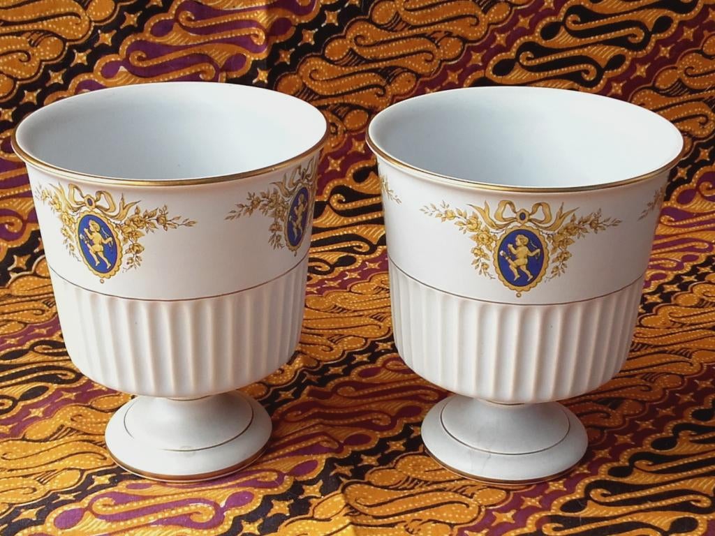Mooi stel vintage potten van New Lydia Gouda plateel 12 cm., Antiek en Kunst, Ophalen of Verzenden