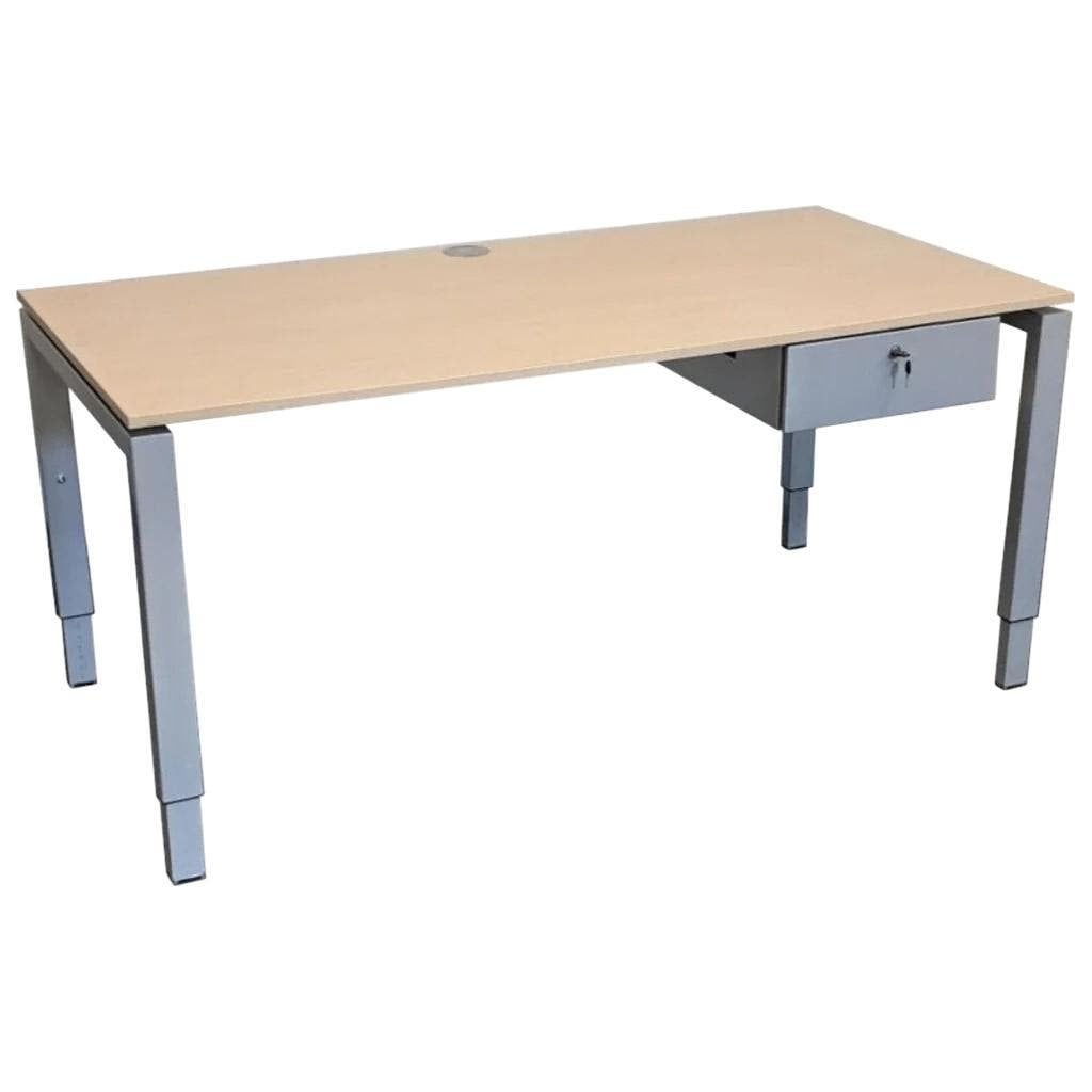Vierpoot Inbusbureau Zilvergrijs Licht Eiken 160 x 80, Overige stijlen, Overige typen, 160 cm, Gebruikt