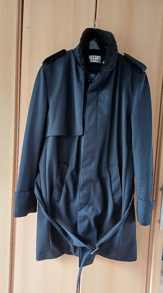 Donkerblauwe De Fursac wollen winterparka maat L, Maat 52/54 (L), Blauw, De Fursac, Ophalen of Verzenden
