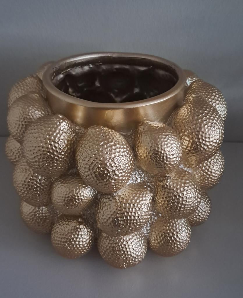 Gouden decoratieve vaas met citroenen, Overige materialen, Overige kleuren, Ophalen of Verzenden, Zo goed als nieuw