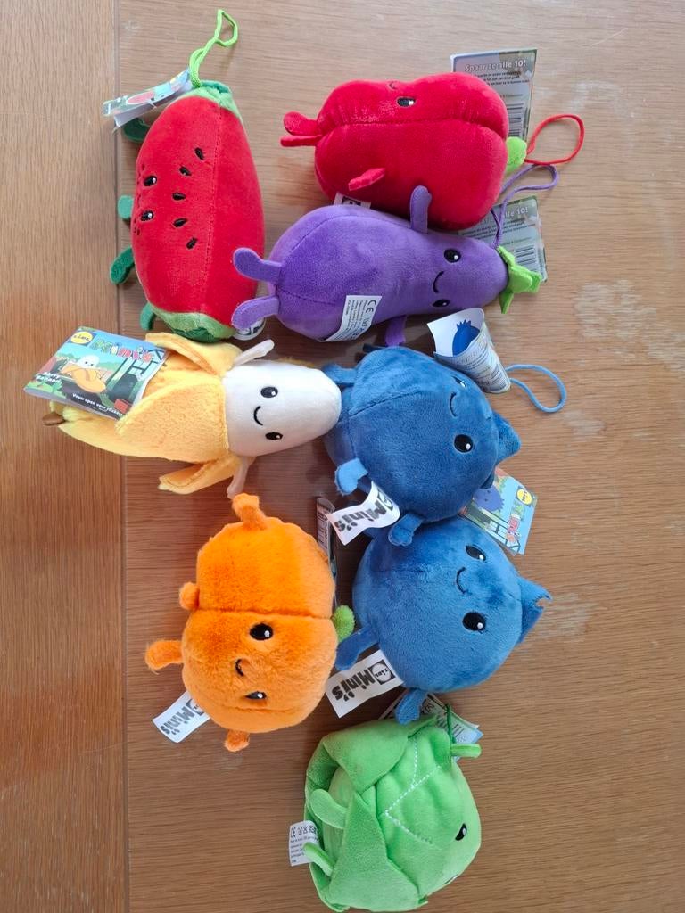 Lidl Mini's knuffels - Groenten en fruit (8 stuks), Lidl, Verzenden, Overige typen, Meerkleurig