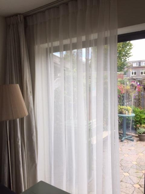 Witte vitrage gordijnen - inbetween vitrage 4x stuks, Ophalen of Verzenden, Zo goed als nieuw, Vitrage