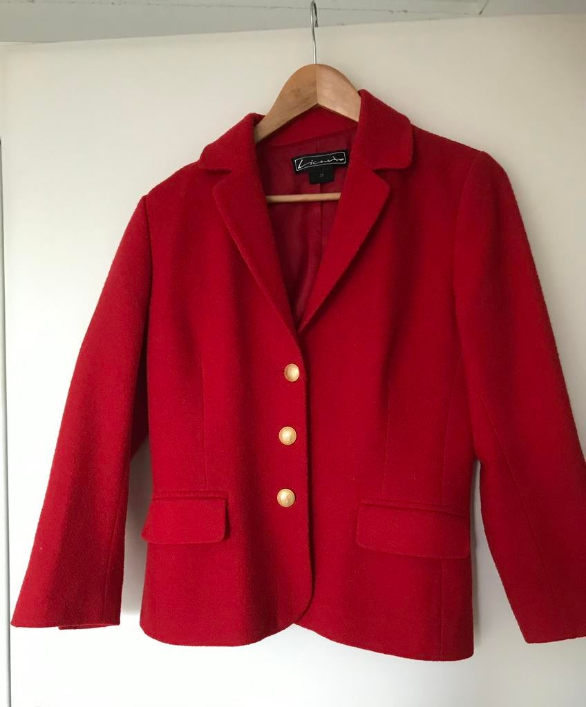 Rood, wollen jasje voor alle seizoenen, Ophalen of Verzenden, Zo goed als nieuw, Maat 38/40 (M), Rood