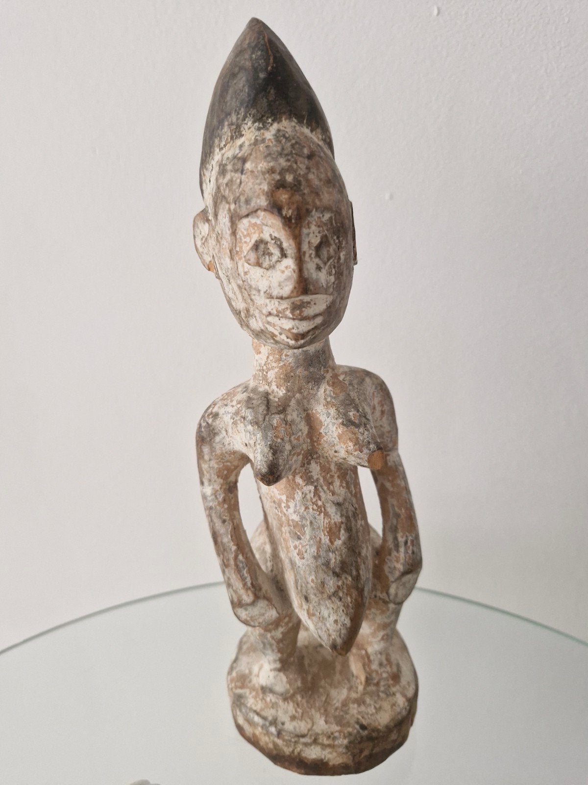 Vintage Afrikaans houten beeldje - Vruchtbaarheidsbeeld, 27 cm, Beeld, Ophalen, Hout