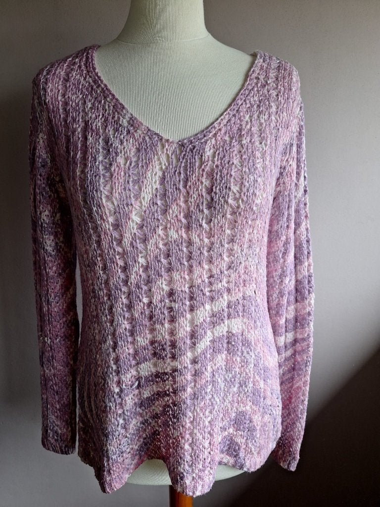 Nieuwe stretch trui van Enjoy, paars/roze/wit, maat XL, Meerkleurig, Maat 46/48 (XL) of groter, Enjoy, Nieuw