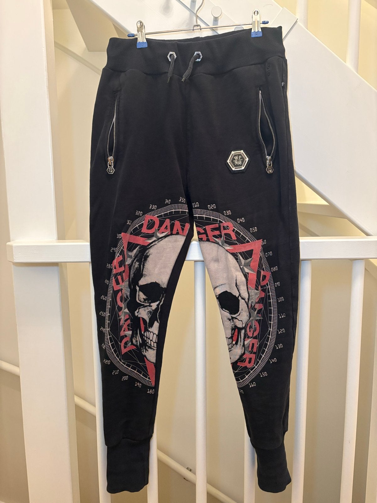 Philipp Plein joggingbroek met doodskop print S, Ophalen of Verzenden, Zo goed als nieuw, Maat 46 (S) of kleiner, Zwart