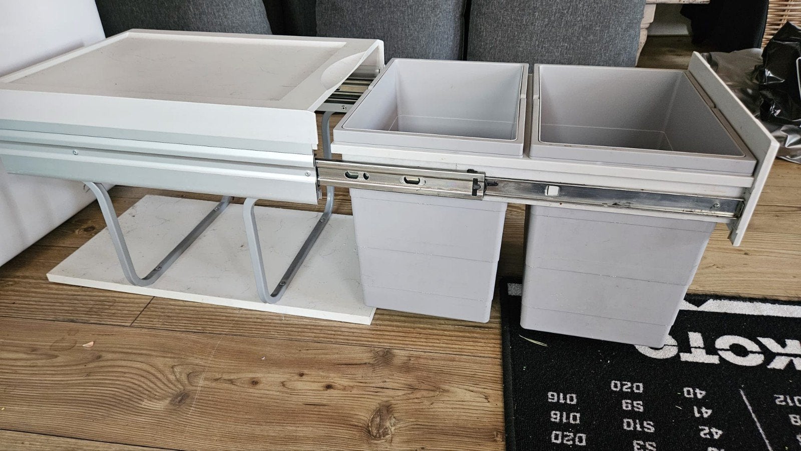 Hailo Tandem RB inbouw prullenbak – 36 liter (2x18L), 40 liter of meer, Ophalen, Gebruikt, Kunststof