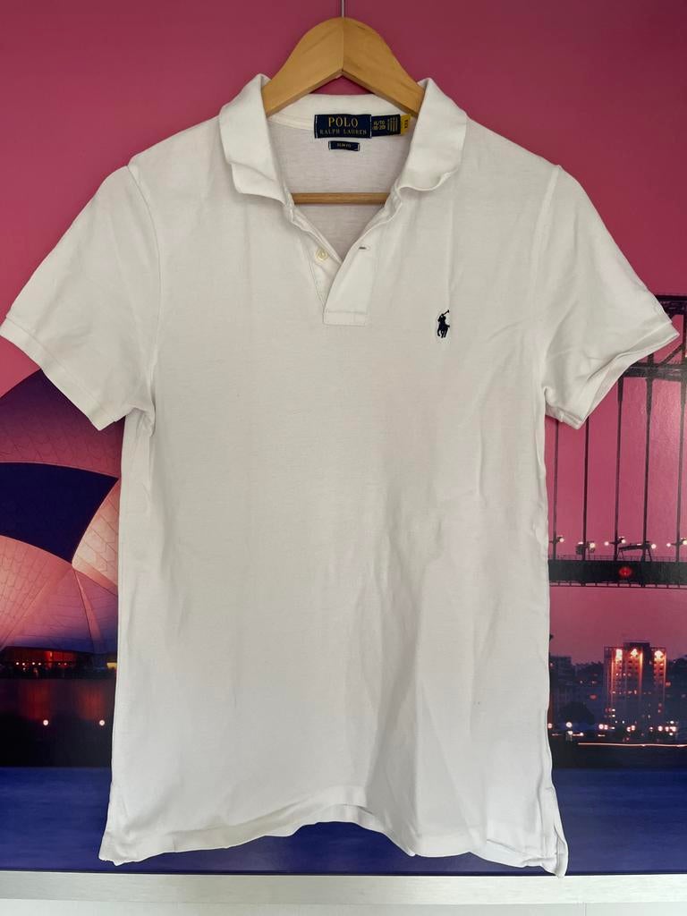Polo Ralph Lauren slim fit polo wit XL, Ophalen of Verzenden, Gedragen, Overige maten, Wit