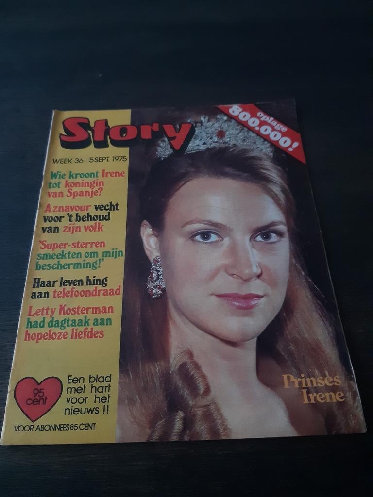 Story 1975. Nr. 36 - Prinses Irene. Charles Aznavour. Letty, Verzamelen, Tijdschriften, Kranten en Knipsels, Tijdschrift, 1980 tot heden