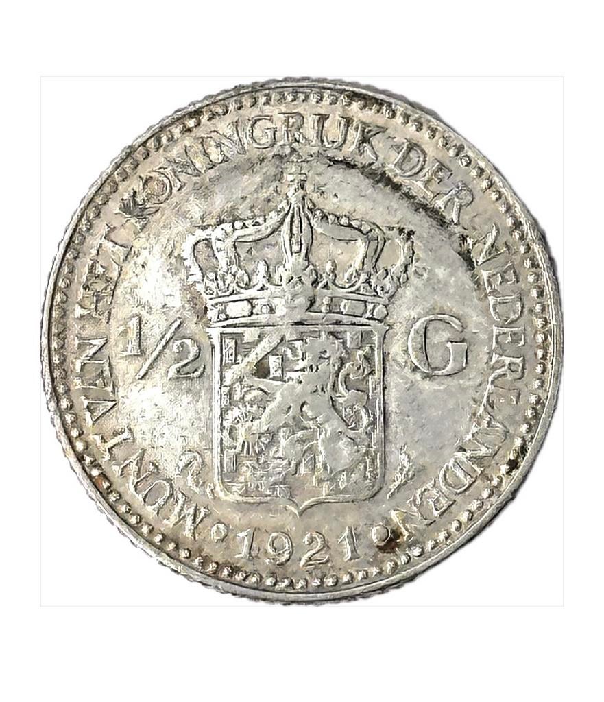 Zilveren Halve Gulden 1921 - Koningin Wilhelmina, ½ gulden, Verzenden, Zilver, Koningin Wilhelmina