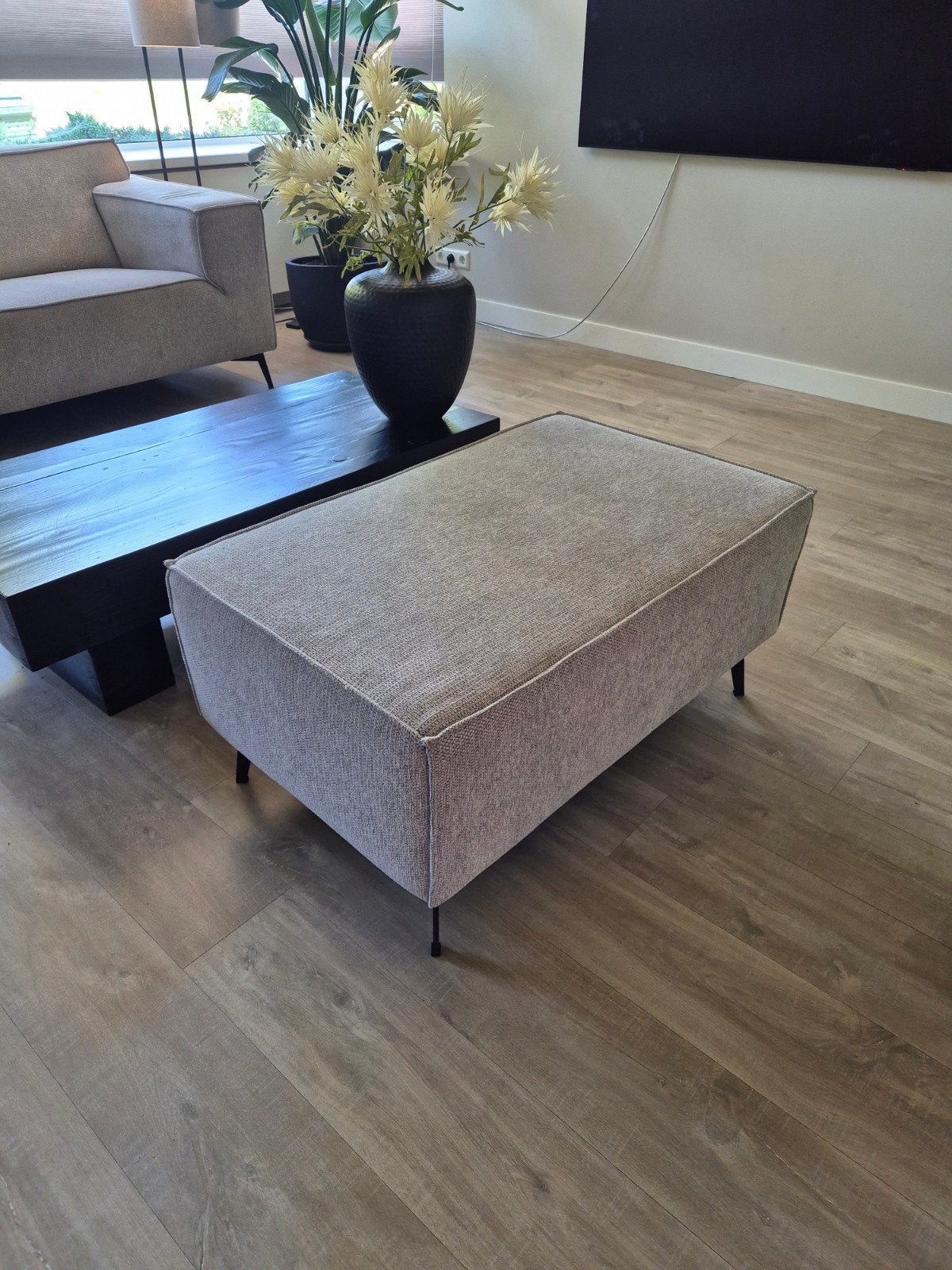 Montel Hocker taupe/grijs - 60x94x43 cm, Ophalen, Rechthoekig, 75 tot 100 cm, 50 tot 75 cm