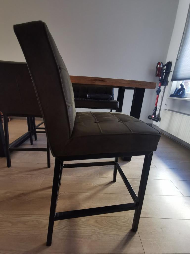 Barbank plus 2 stoelen donkergroen, Huis en Inrichting, Ophalen, Gebruikt, 100 tot 150 cm, 50 tot 100 cm