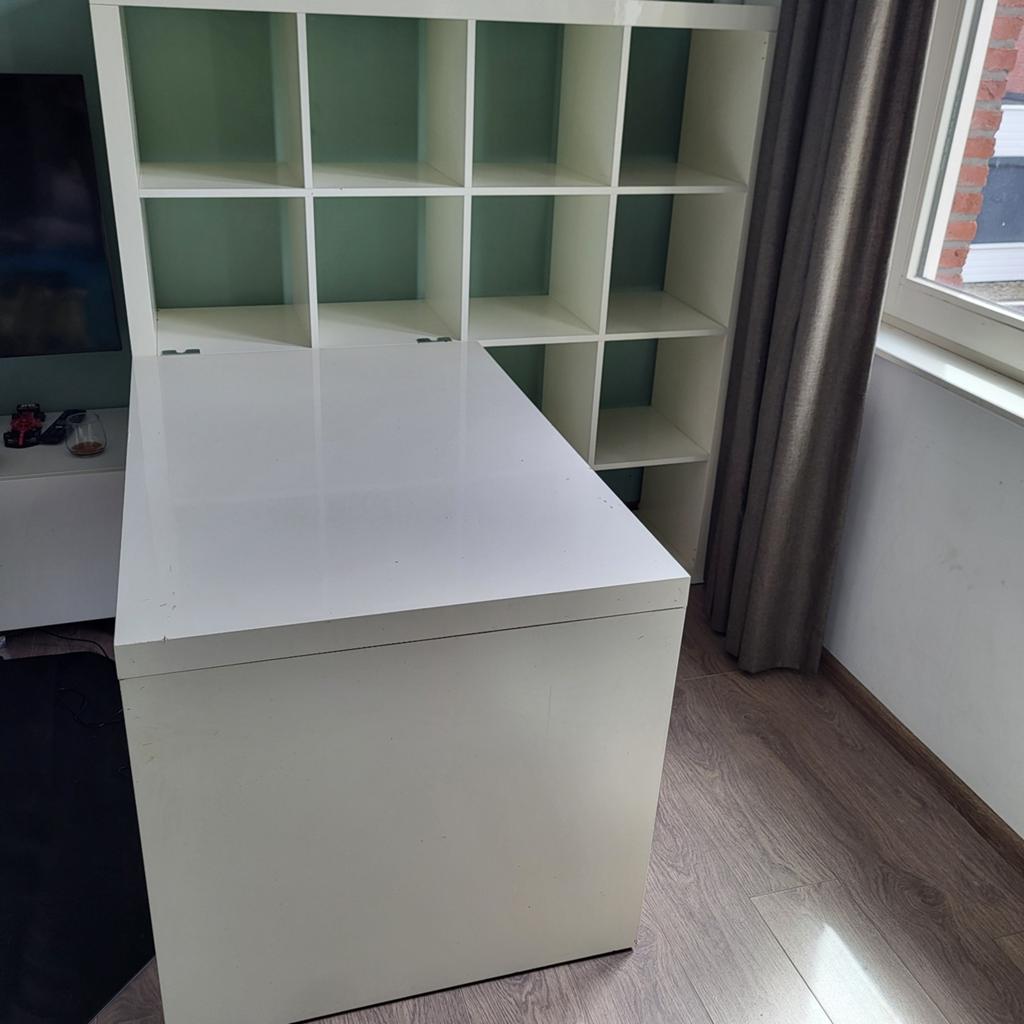 Bureau-kast combinatie, wit, Opbergruimte, Gebruikt, Spaanplaat of MDF, Ophalen of Verzenden